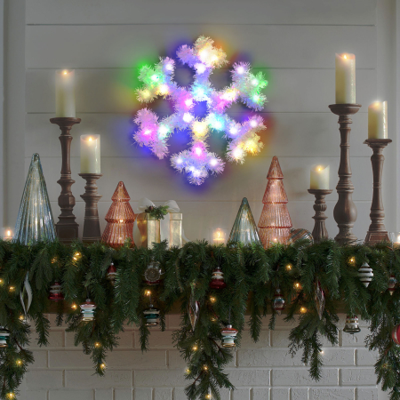Articole pentru casă - Decoratiune de Craciun - fulg de nea LED colorat - 32 cm