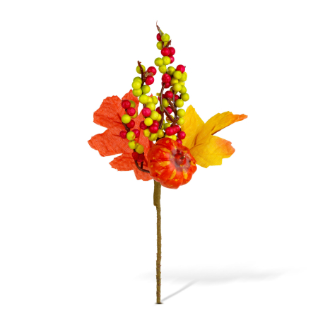 Decorațiuni de toamnă - Decorațiune de toamnă – dovleac, frunze și bobițe – 24 cm – set 2 bucăți