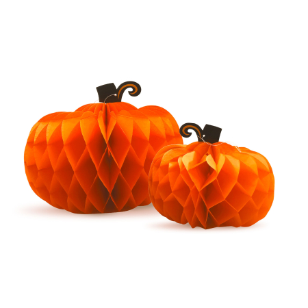 Decorațiuni de toamnă - Decorațiune de toamnă – set lampioane dovleac din hârtie – 25/30 cm – 2 bucăți