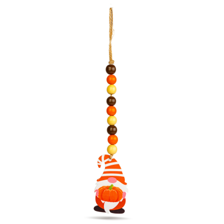 Decorațiuni de toamnă - Decorațiune de toamnă – spiriduș cu dovleac – din lemn – agățat – 31 x 5 cm