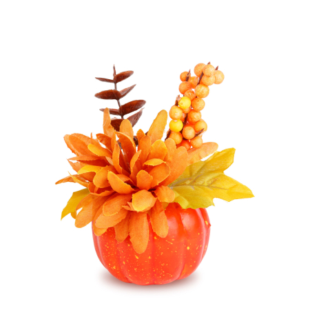 Dovleac decorativ de toamnă cu flori și bobițe – 8 x 10 cm – 4 modele [4]