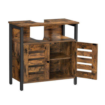Dulap baie baza lavoar, cu 2 usi, 2 rafturi, 60x30x60 cm, maro rustic [7]