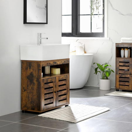 Dulap baie baza lavoar, cu 2 usi, 2 rafturi, 60x30x60 cm, maro rustic [11]