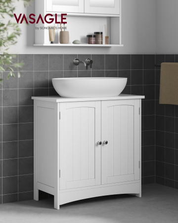 Mobilier baie - Dulap baie baza lavoar, cu 2 usi, 2 rafturi, alb 60x60x30 cm, alb