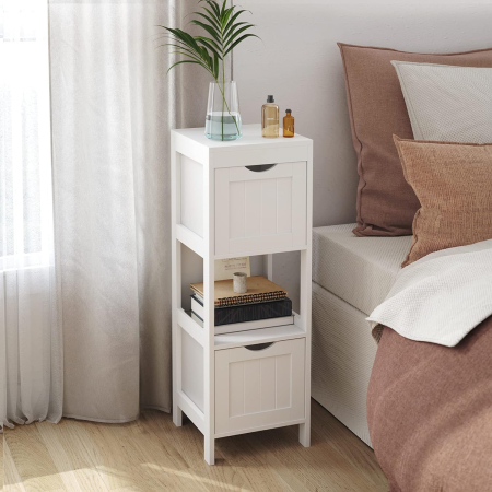 Dulap de podea pentru baie, multifunctional, 2 sertare, 30x30x89cm, alb [1]