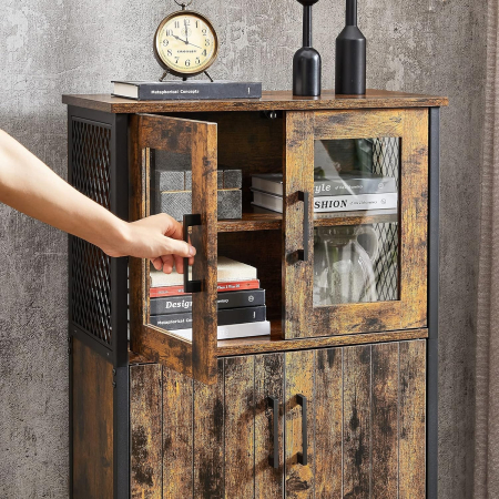 Dulap multifunctional pentru baie, stil industrial, 60x30x108cm, maro rustic si negru [7]