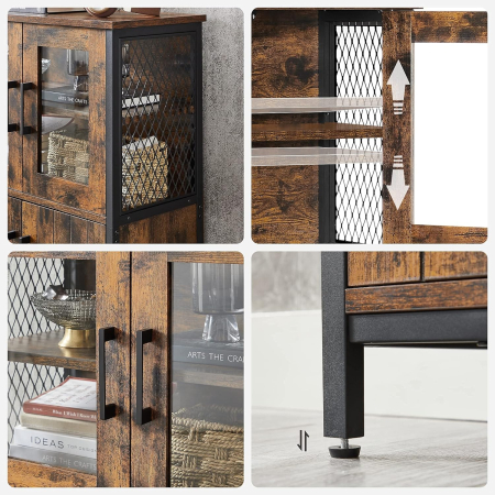 Dulap multifunctional pentru baie, stil industrial, 60x30x108cm, maro rustic si negru [5]
