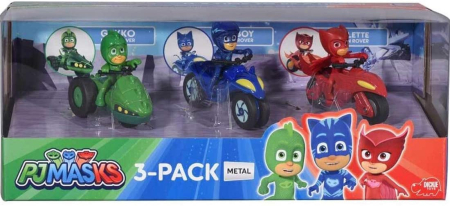 Universul Copiilor - EROI IN PIJAMALE SET 3 MOTOCICLETE CU FIGURINA SCARA 1:64