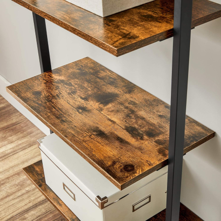 Etajera tip scara 6 rafturi, PAL si cadru metalic, 60x30x205 cm, maro rustic [5]