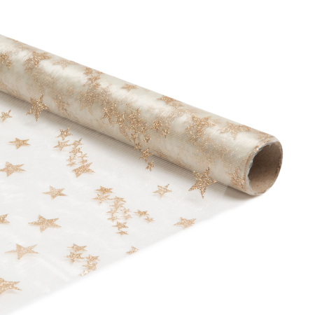 Produse de Crăciun - Fata de masa de Craciun care ruleaza - bej / auriu - 180 x 28 cm