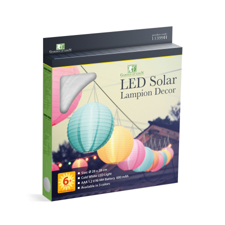 Felinar solar - 3 culori - LED alb rece - 28 cm [5]