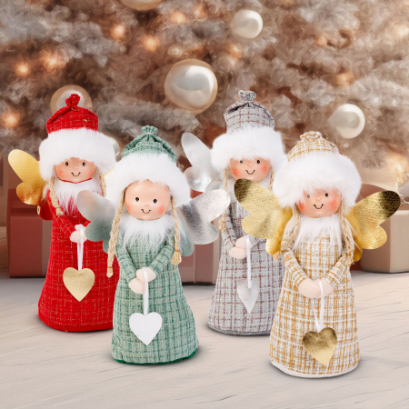 Articole pentru casă - Figurină decorativă Crăciun – Îngeraș textil – 30 cm – 4 modele