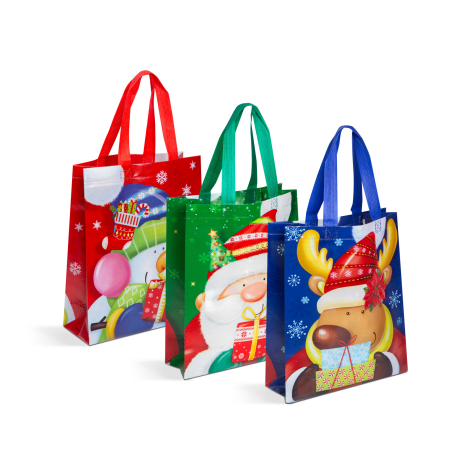 Produse de Crăciun - Geanta cadou - 3 tipuri - 25 x 31 x 10 cm - 12 buc / pachet
