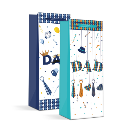 Produse de Crăciun - Geanta cadou sticle - hartie - 360 x 127 x 83 mm - 2 tipuri / pachet