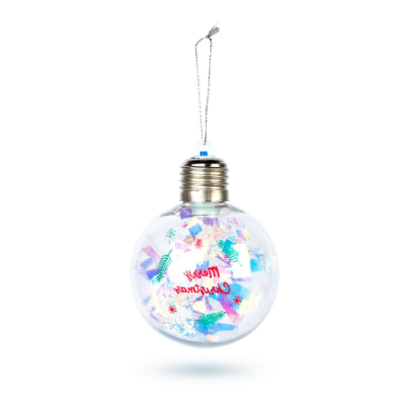 Articole pentru casă - Glob de Crăciun cu LED RGB – transparent – plastic – 8 cm – pe baterii LR44
