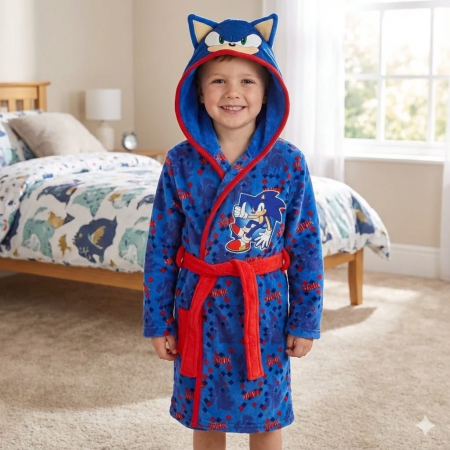 Universul Copiilor - Halat de baie copii Sonic Ariciul Cool, cu glugă