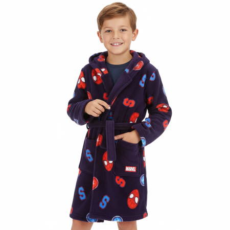 Universul personajelor preferate - Halat de baie pentru copii Omul Păianjen, fleece albastru