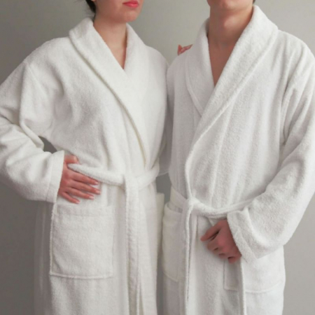 Textile pentru casă - Halat de baie si spa hotel cu guler kimono 100% bumbac, unisex, 380 gr./mp, alb l / xl