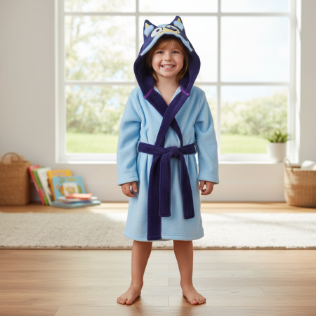 Universul personajelor preferate - Halat pentru copii Bluey Smile 3D, fleece, cu glugă