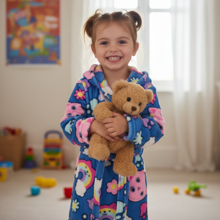 Universul personajelor preferate - Halat pentru copii Gabby’s Dollhouse Rainbow, fleece, cu glugă