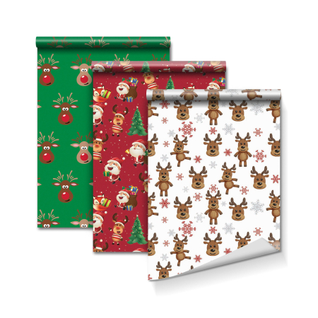 Produse de Crăciun - Hârtie de împachetat - 3 tipuri - 70 gsm - 70 x 150 cm