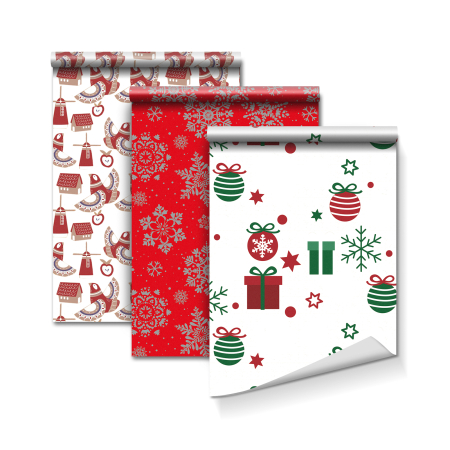 Produse de Crăciun - Hârtie de împachetat - 3 tipuri - 70 gsm - 70 x 150 cm