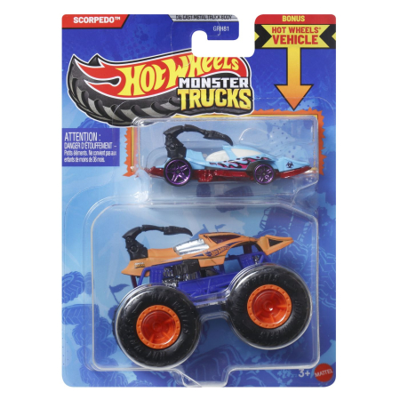 Hot Wheels - HOT WHEELS MONSTER TRUCK SI MASINUTA METALICA SCORPEDO