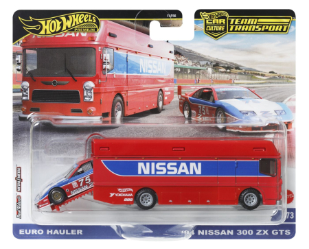 Universul Copiilor - HOT WHEELS TRANSPORTATOR EURO HAULER CU MASINUTA NISSAN 300 ZX GTS SCARA 1:64