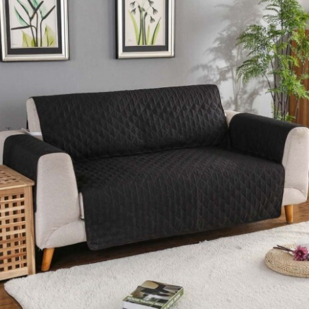 Textile pentru casă - Husa matlasata canapea 3 locuri, negru