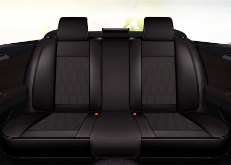 Huse auto premium 5 locuri Carguard Deluxe piele ecologică perforată - negru [4]