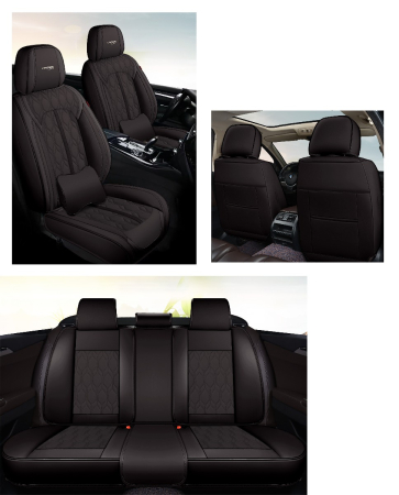 Huse auto premium 5 locuri Carguard Deluxe piele ecologică perforată - negru [1]