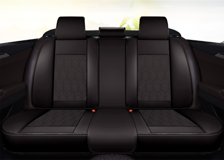 Huse auto premium 5 locuri Carguard Deluxe piele ecologică perforată - negru - rosu [2]