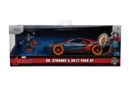Mașinuțe, Motociclete, Elicoptere, Avioane - JADA MARVEL MASINUTA METALICA FORD GT SCARA 1:32 SI FIGURINA METALICA DOCTOR STRANGE