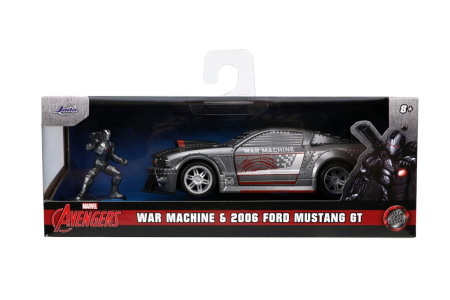 Universul Copiilor - JADA MARVEL MASINUTA METALICA FORD MUSTANG SCARA 1:32 SI FIGURINA METALICA WAR MACHINE