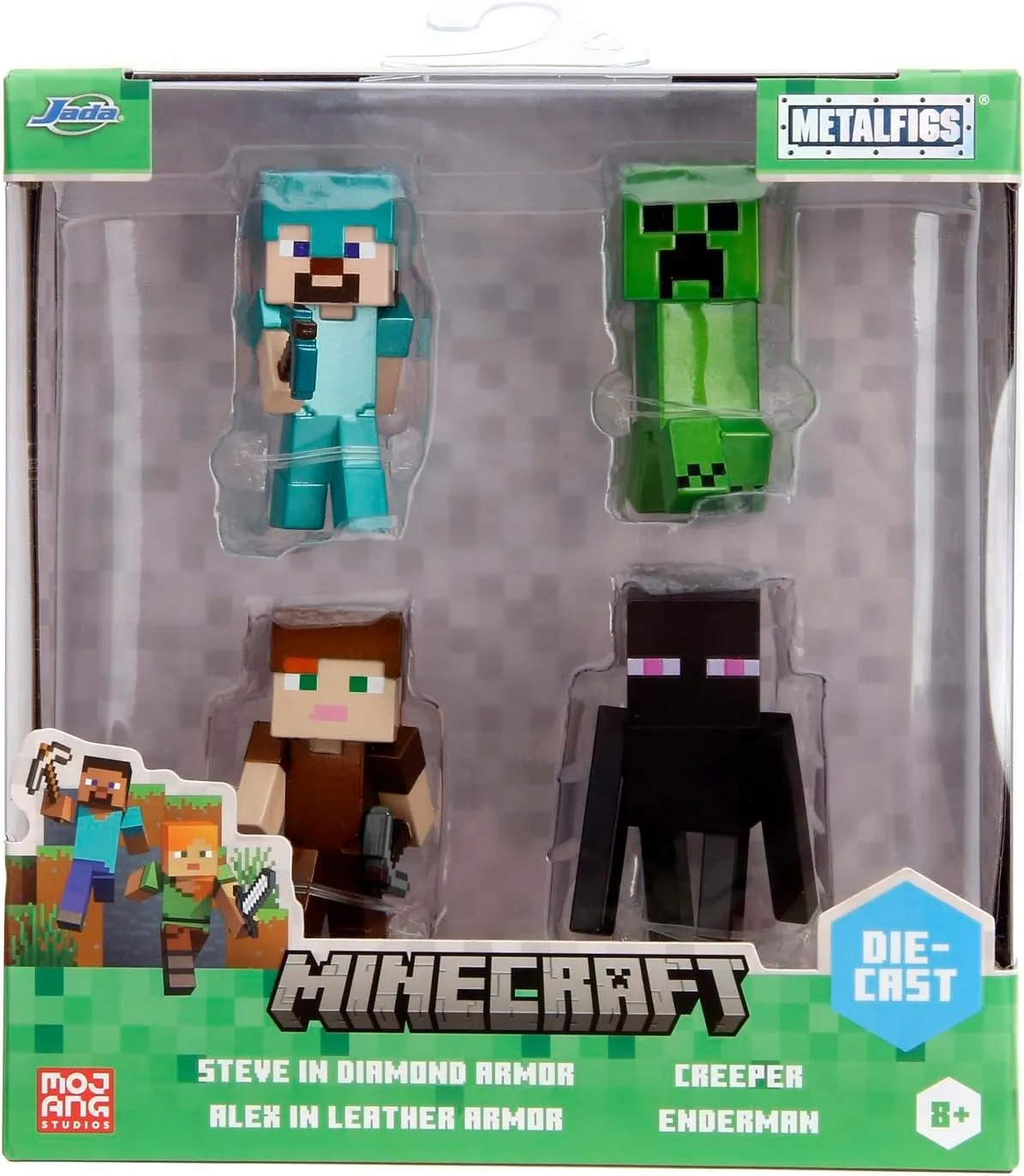 Figurine cu eroi si personaje - JADA MINECRAFT SET 4 FIGURINE METALICE 6.5CM