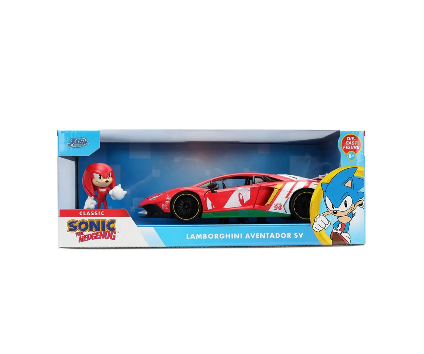 Mașinuțe, Motociclete, Elicoptere, Avioane - JADA SONIC ARICIUL SET FIGURINA SONIC SI MASINUTA METALICA LAMBORGHINI AVENTADOR SV SCARA 1 LA 24