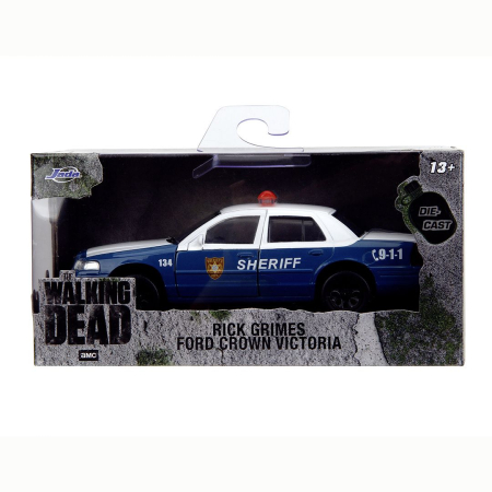 Mașinuțe, Motociclete, Elicoptere, Avioane - JADA THE WALKING DEAD RICK CRIMES MASINUTA METALICA FORD CROWN VICTORIA SCARA 1:32