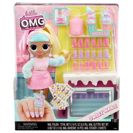 LOL Surprise - L.O.L. SURPRISE! OMG SWEET NAILS CANDYLICIOUS SPRINKLES SHOP SET PAPUSA CU ACCESORII