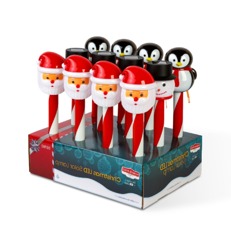 Lampă solară de Crăciun – LED alb rece – modele Moș Crăciun, om de zăpadă, pinguin – 36,5 x 6 x 6 cm [1]