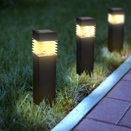 Grădină - Lampă solară detașabilă - negru, alb cald - 5,7 x 5,7 x 28 (+12) cm