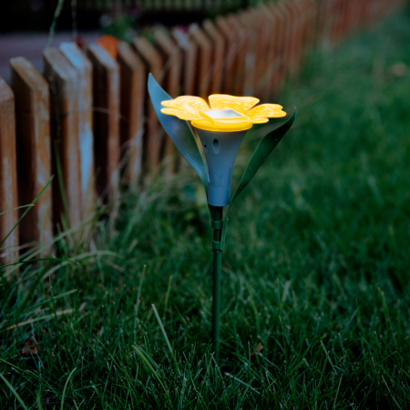 Lămpi solare - Lampă solară formă floare - 3 culori - 30 x 10 cm - LED alb