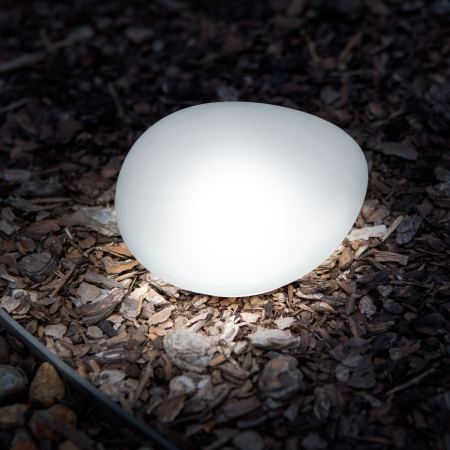 Lampă solară - formă piatră - sticlă mată - 165 x 142 x 115 mm - LED alb cald [2]
