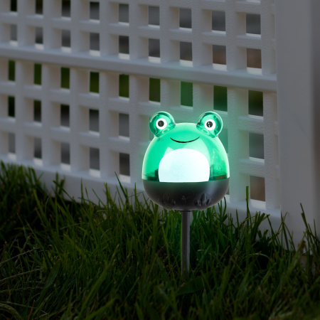Grădină - Lampă solară LED - broască - alb rece - verde - 150 x 50 x 50 mm