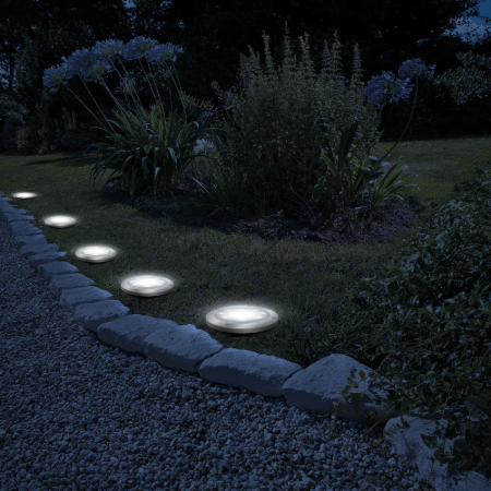 Lampă solară LED cu țăruș – rotundă, alb neutru, Ø12 cm [2]