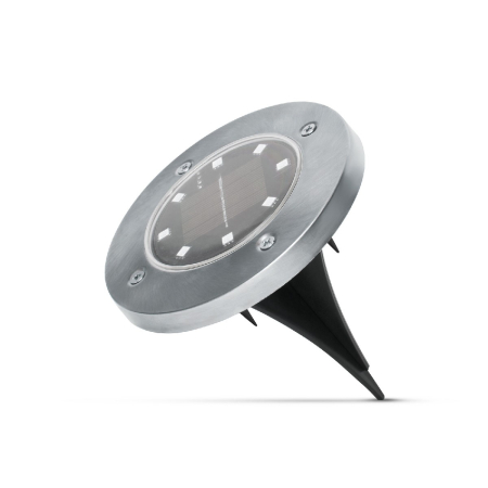 Articole pentru casă - Lampă solară LED cu țăruș – rotundă, alb neutru, Ø12 cm