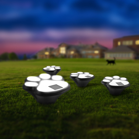 Grădină - Lampă solară LED - model amprentă de câine - plastic negru