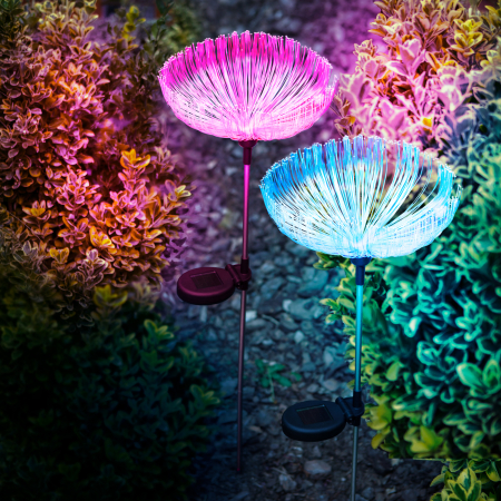 Lămpi solare - Lampă solară meduză  cu fibră optică - 80 cm - LED color