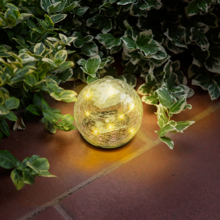 Lămpi solare - Lampă solară sferă sticlă - 10 cm - 10 LED alb cald