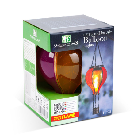 Lampă solară suspendabilă - balon cu aer cald - efect de flacără - 12 LED galbene - 11 x 11 x 37 cm [2]