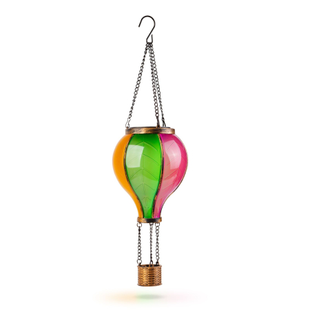 Lampă solară suspendabilă - balon cu aer cald - efect de flacără - 12 LED galbene - 11 x 11 x 37 cm [1]